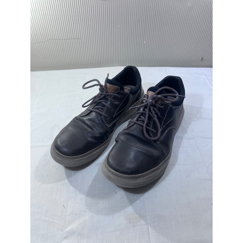 Sketchers Black Leather Lace Up Casual‎ Dress Shoes Size 10.5